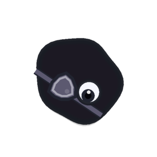 An ink-black blob wearing an eyepatch.