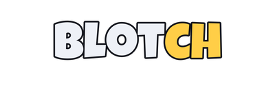 The Blotch wordmark in white and gold with a dark outline.